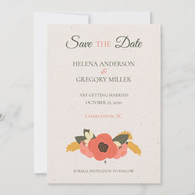 Save The Date Mariage au Jardin Floral (Devant)