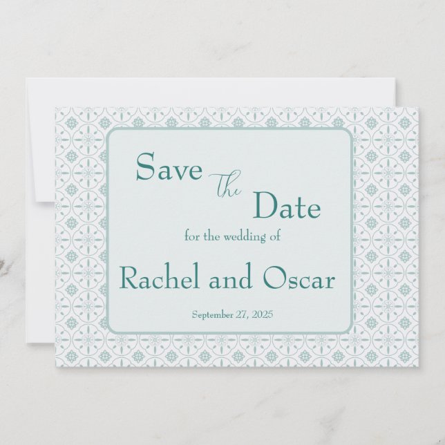 Save The Date Mariage au motif bleu pastel (Devant)