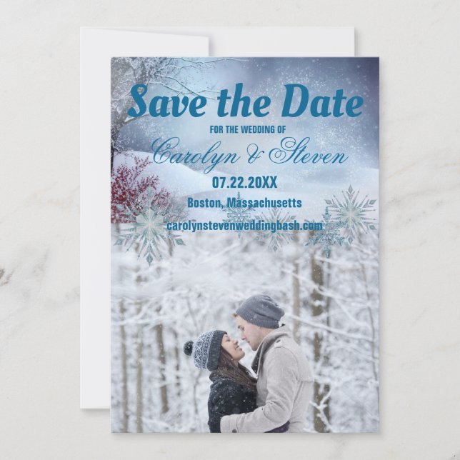 Save The Date Mariage au Pays des Merveilles de l'Hiver (Devant)