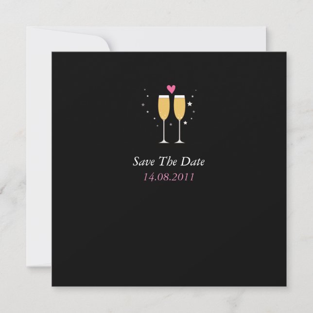 Save The Date Mariage au toast de champagne Sauvez la date -noir (Devant)
