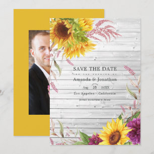 Save The Date Mariage au tournesol de grange de campagne rustiqu