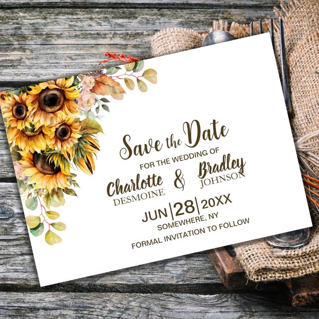 Save The Date Mariage au Tournesol Rustique (Créateur téléchargé)