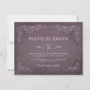 Save The Date Mariage au vignoble Dusty Mauve Grapevine