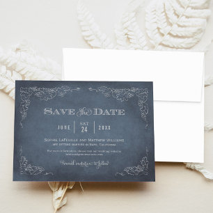 Save The Date Mariage au vignoble Slate Blue Grapevine