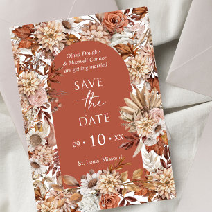 Save The Date Mariage automnal vintage bohème en terre cuite