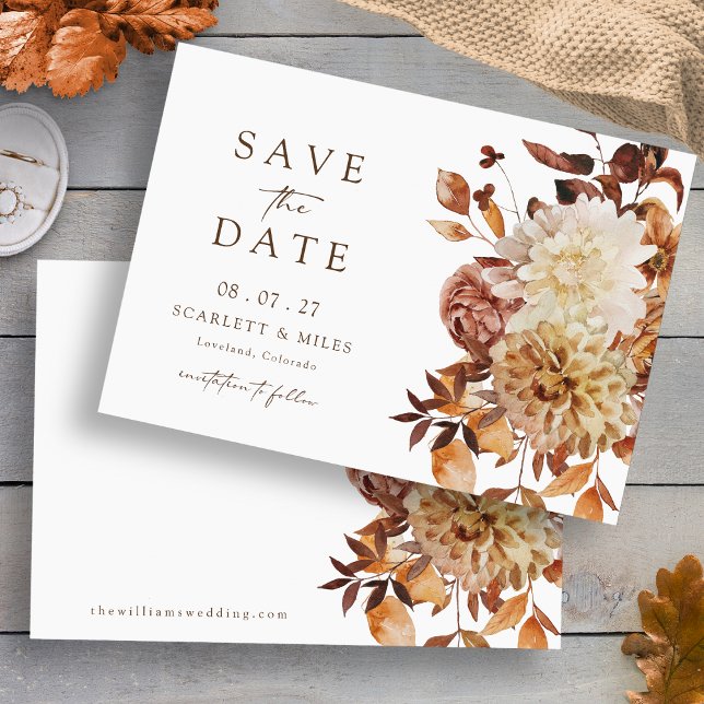 Save The Date Mariage aux Feuilles d'Automne (Elegant Fall Leaves Wedding Save The Date Invitation by Painted Paperie
)