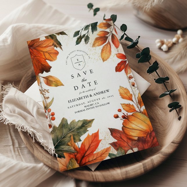 Save The Date Mariage aux Feuilles d'Automne Audacieuses (Créateur téléchargé)