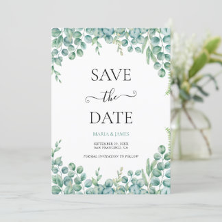 Save The Date Mariage aux feuilles d'eucalyptus