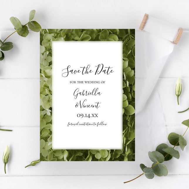 Save The Date Mariage aux fleurs d'Hydrangea vert Enregistrer la (Créateur téléchargé)