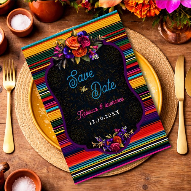 Save The Date Mariage aux fleurs mexicaines élégantes (Créateur téléchargé)