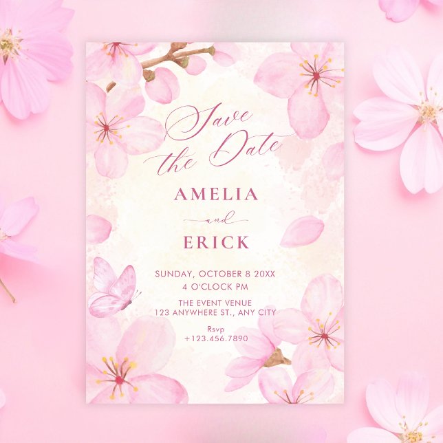 Save The Date Mariage aux fleurs roses (Créateur téléchargé)