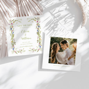 Save The Date Mariage aux fleurs sauvages dans un jardin fantais