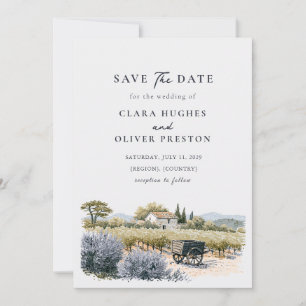Save The Date Mariage aux Rangées de Vigne en Terracotta de Saug