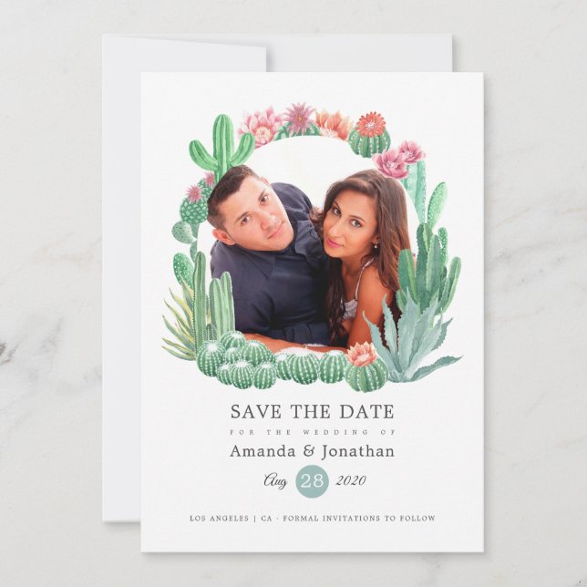 Save The Date Mariage aux Succulents Aquarelle (Devant)