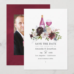 Save The Date Mariage avec dégustation de vin bordeaux et rose