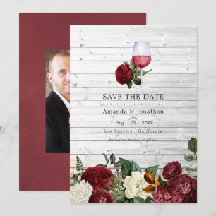 Save The Date Mariage avec dégustation de vin floral de Bourgogn