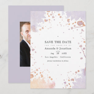 Save The Date Mariage avec éclaboussures de peinture Rose Gold e