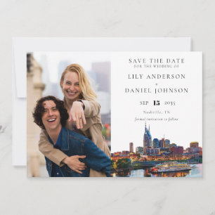 Save The Date Mariage avec photo aquarelle au bord de la rivière