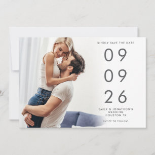 Save The Date Mariage avec superposition de photo minimaliste