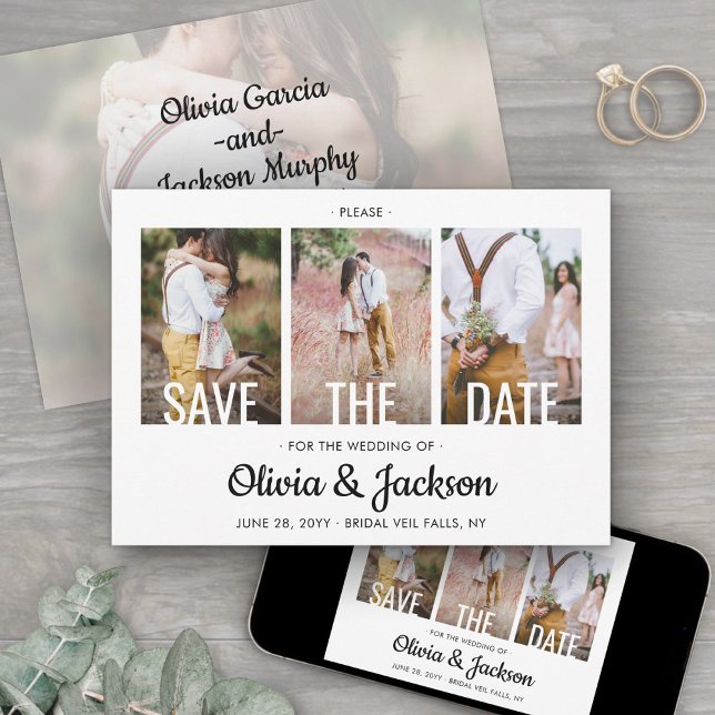 Save The Date Mariage avec superposition de typographie blanche  (Créateur téléchargé)