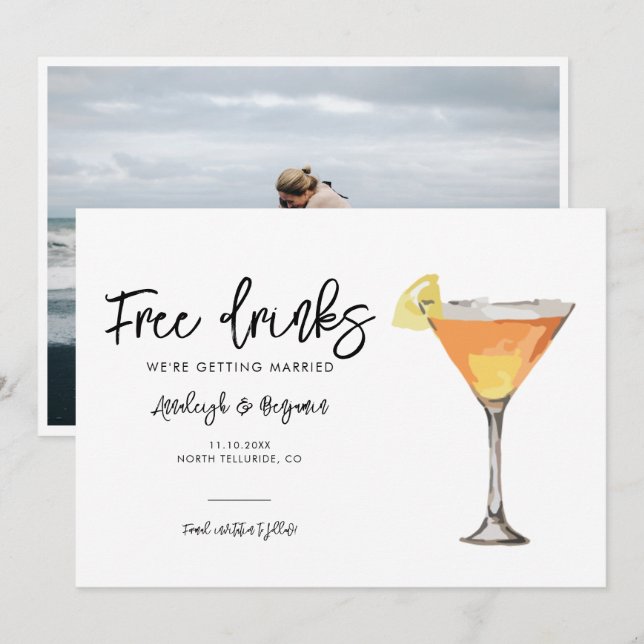 Save The Date Mariage avec un Script de Photo Élégant (Devant / Derrière)