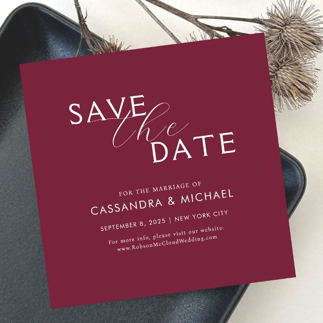 Save The Date Mariage avec une typographie simple violette et bl (Créateur téléchargé)
