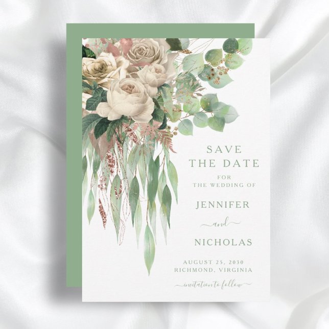 Save The Date Mariage avec verdure d'eucalyptus (Créateur téléchargé)