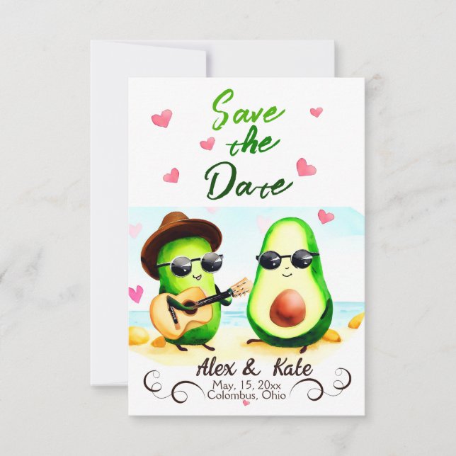 Save The Date Mariage Avocado mignon Enregistrer la date Faire-p (Devant)