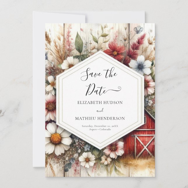 Save The Date Mariage Barnyard minimal personnalisé (Devant)