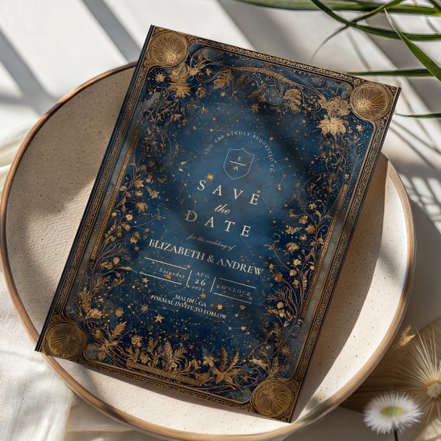 Save The Date Mariage baroque céleste de minuit (Créateur téléchargé)