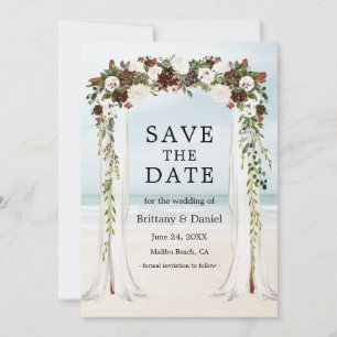 Save The Date Mariage Beach Canopy Aquarelle Boho Floral