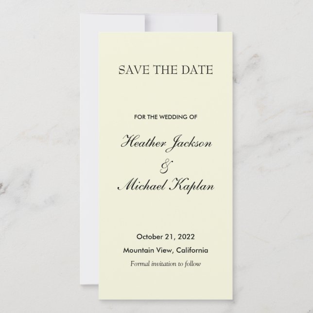 Save The Date Mariage Beige Minimaliste Professionnel (Devant)