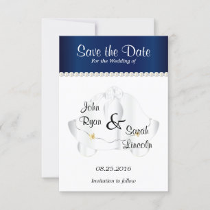Save The Date Mariage Bells en bleu marine - Enregistrer la date