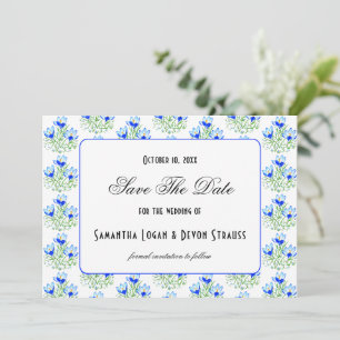 Save The Date Mariage Blanc Crocus Bleu