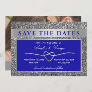 Save The Date Mariage Bleu Argent Enregistrer La Date