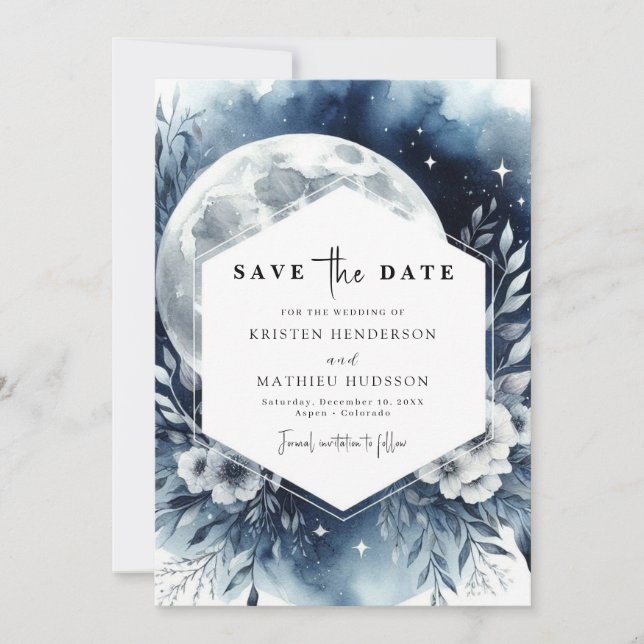 Save The Date Mariage bleu clair classique (Devant)