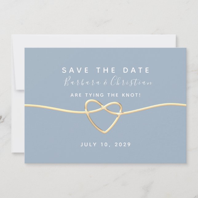Save The Date Mariage bleu Dusty moderne minimal Économisez La D (Devant)