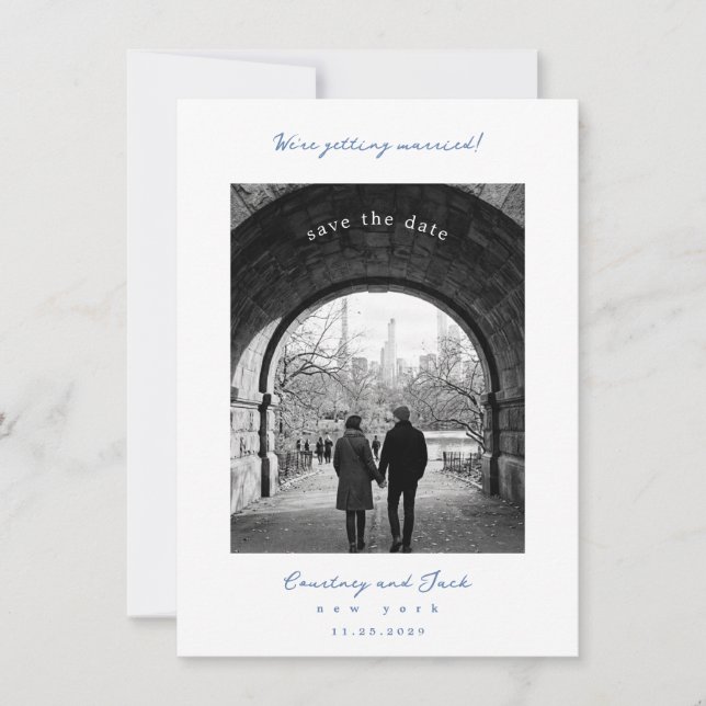 Save The Date Mariage Bleu Enregistrer la Date (Devant)