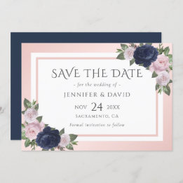 Save The Date Mariage bleu et bleu marine Sauvez la date