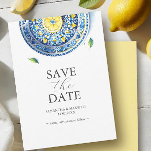 Save The Date Mariage bleu et jaune Enregistrer la date