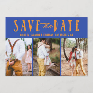 Save The Date Mariage bleu et orange Enregistrer la photo Date