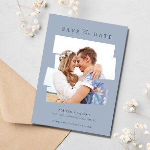 Save The Date Mariage bleu photo moderne