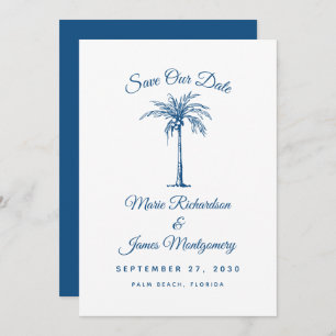 Save The Date Mariage Blue Beach moderne Sauvez la date