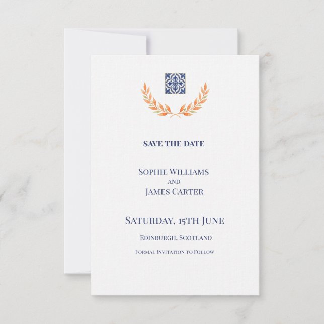Save The Date Mariage Blue Crest (Devant)