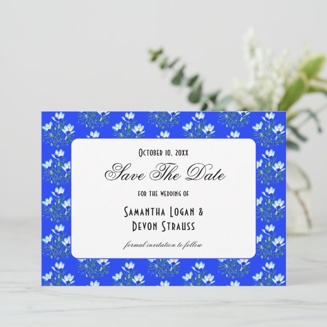 Save The Date Mariage Blue Crocus (Debout devant)