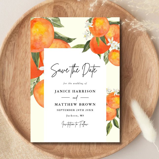Save The Date Mariage Bohème Abstrait Esquisse Jardin Orange (Boho abstract orange save the date sets a warm, artistic tone for your wedding.)