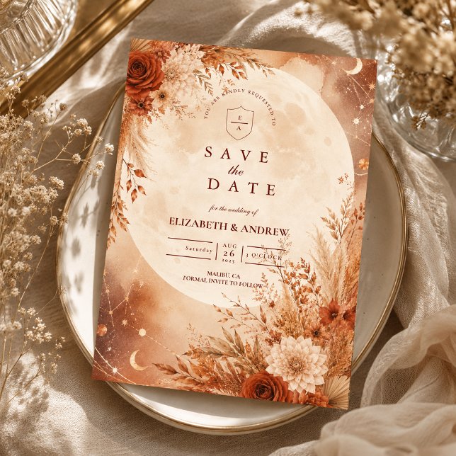 Save The Date Mariage Bohème Automnal Éthéré (Créateur téléchargé)