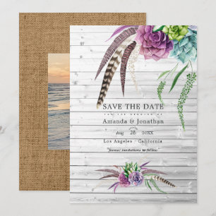 Save The Date Mariage bohème aux succulentes aquarelles mystique