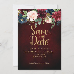 Save The Date Mariage Bohème Bourguignon Marsala Rose Rose Blush