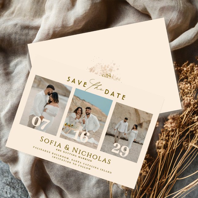 Save The Date Mariage Bohème Collage Photo Moderne (Créateur téléchargé)